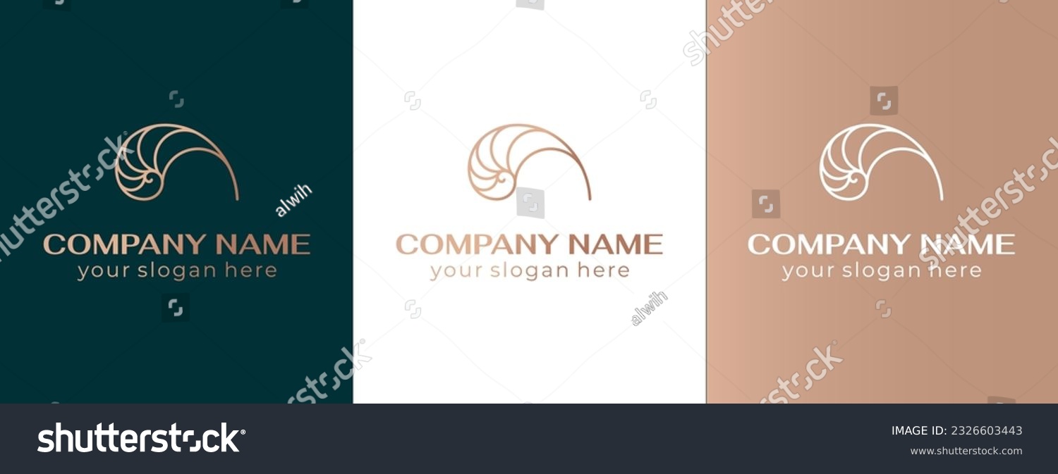 Shell logo. Modern seashell, naulilus. Elegant linear logo. Template to create a unique luxury design, logo #2326603443