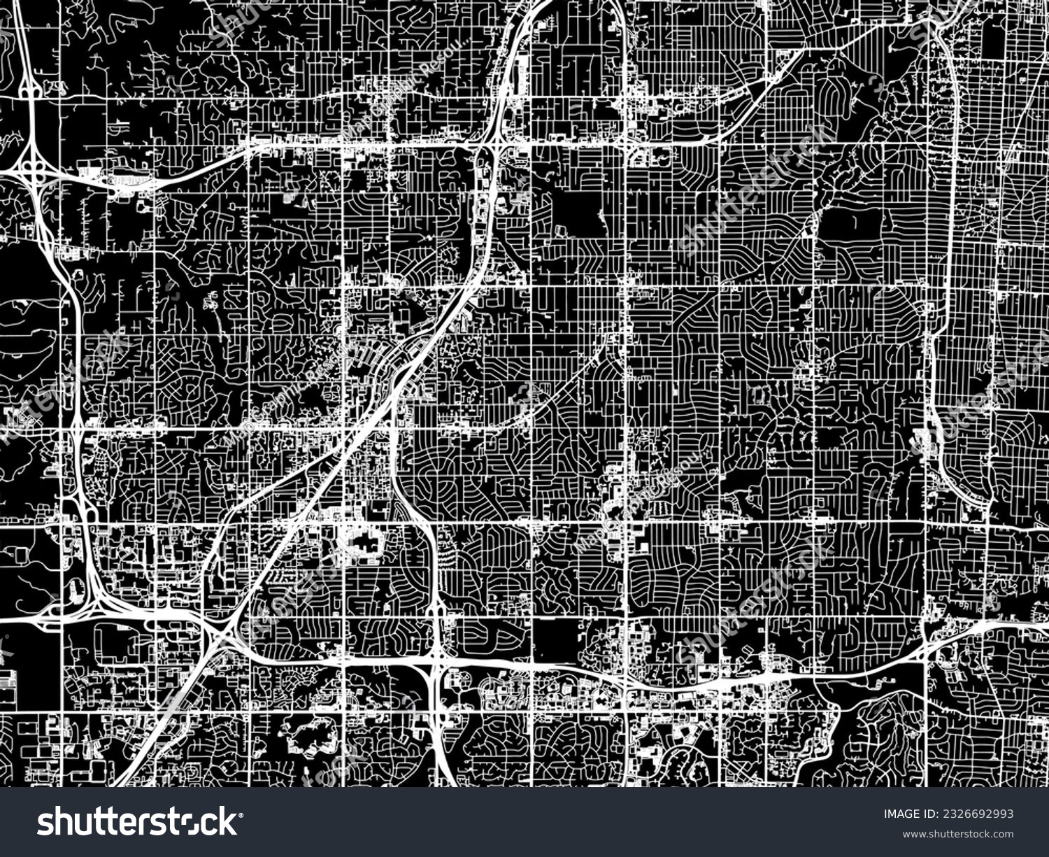 Vector city map of Overland Park Kansas in the - Royalty Free Stock ...