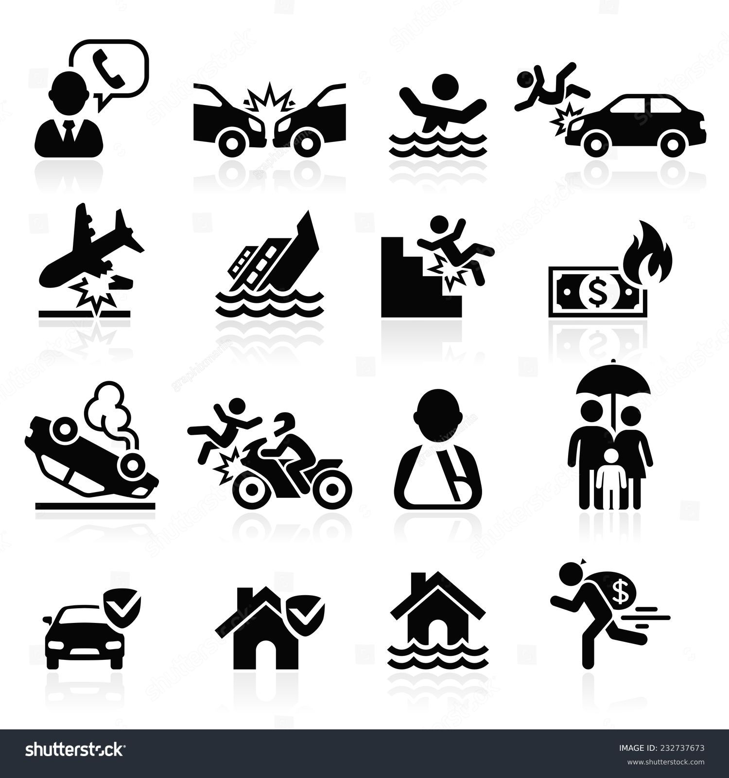 Insurance icons set. Vector Illustration. #232737673