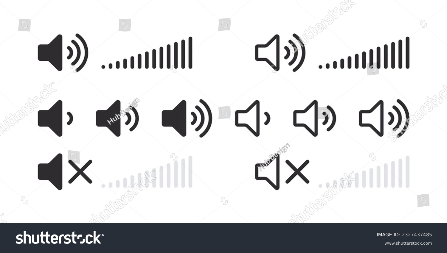 Volume control icons. Media player buttons icon set. Vector scalable graphics #2327437485