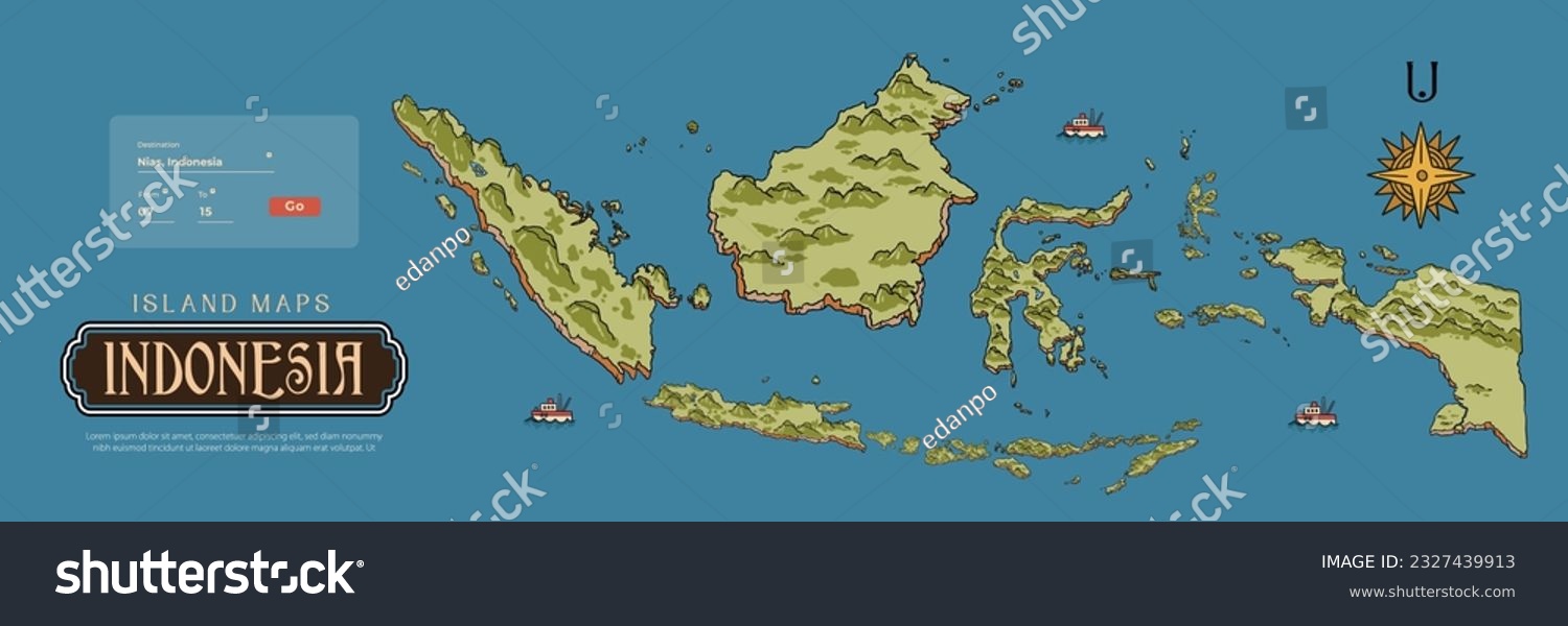 Isolated Indonesia islands map handdrawn illustration #2327439913