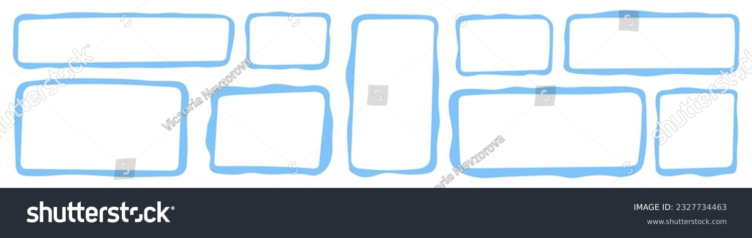 Rectangle blue borderline. square shape outline on hand drawing style.Flat vector isolated illustration #2327734463