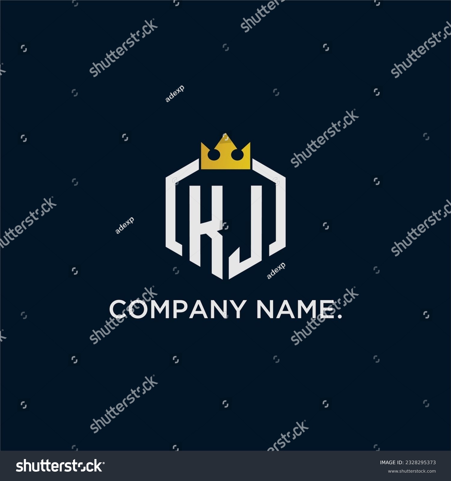 Kj Initial Monogram Logo Design For Hexagon - Royalty Free Stock Vector 