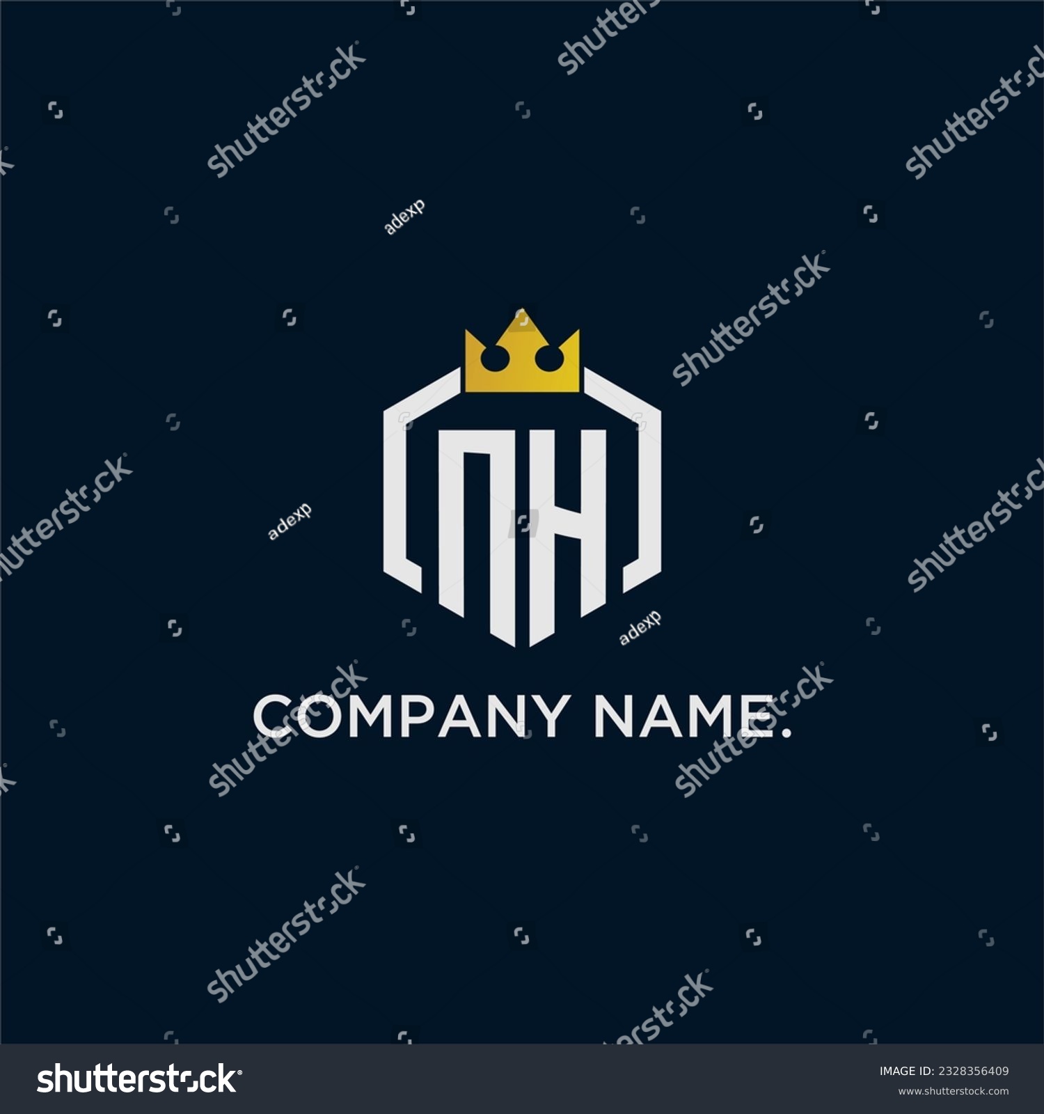 NH initial monogram logo design for hexagon - Royalty Free Stock Vector ...