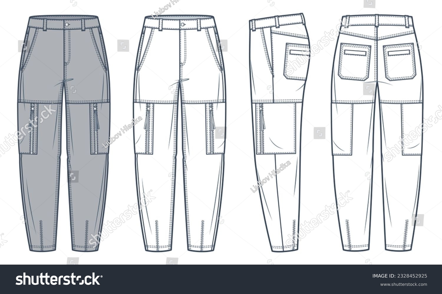 Cargo Pants technical fashion Illustration, grey - Royalty Free Stock ...