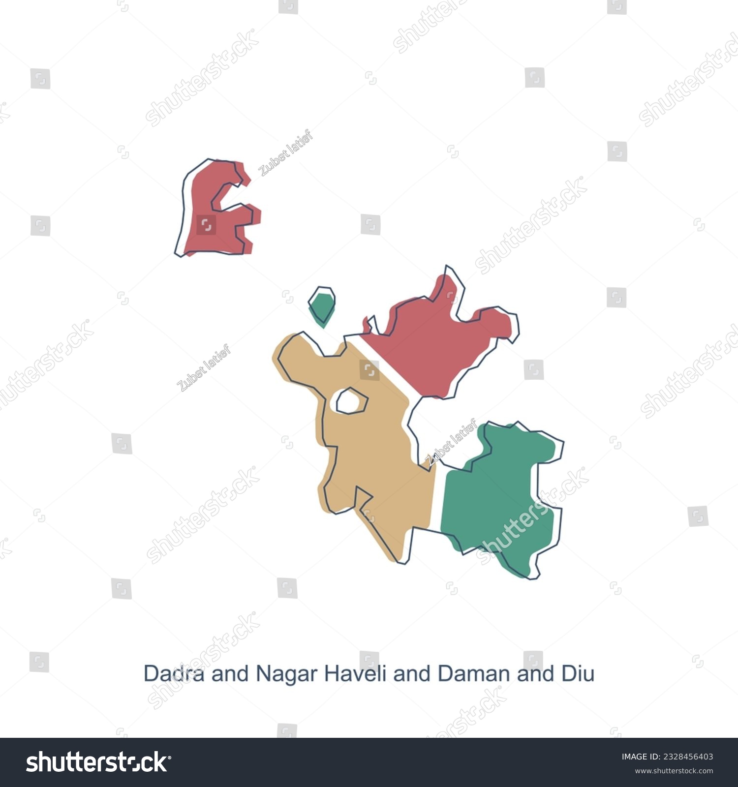 Map of Dadra and Nagar Haveli and Daman and Diu - Royalty Free Stock ...