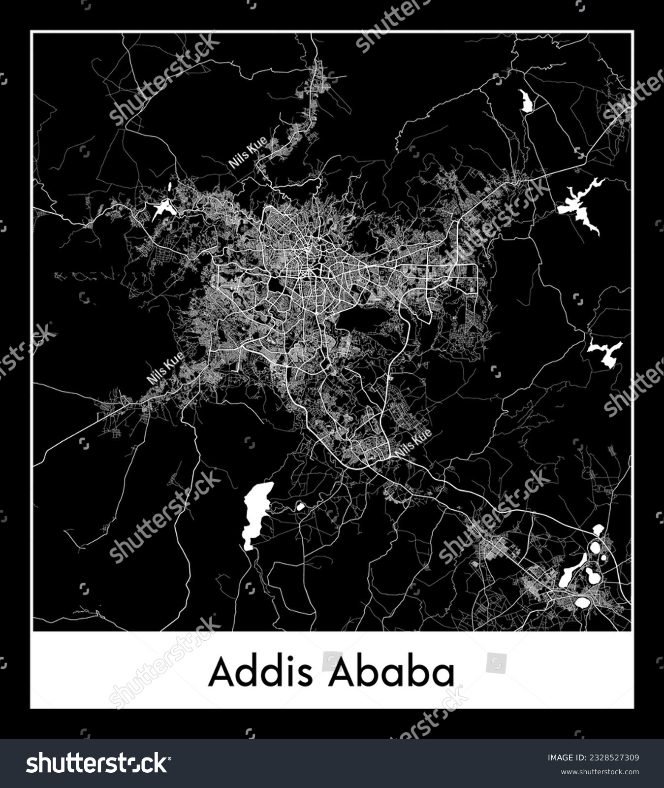 Addis Ababa Ethiopia Africa City map black white - Royalty Free Stock ...