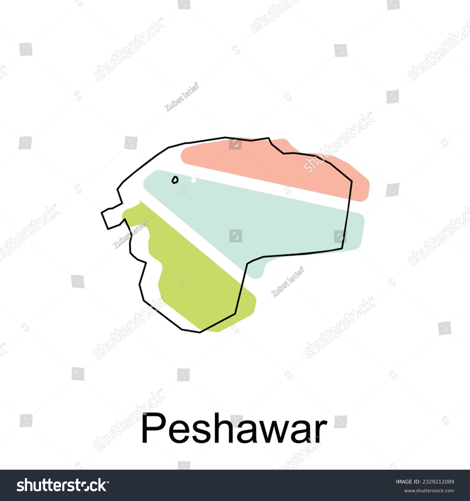 Map of Peshawar modern with outline style vector - Royalty Free Stock ...