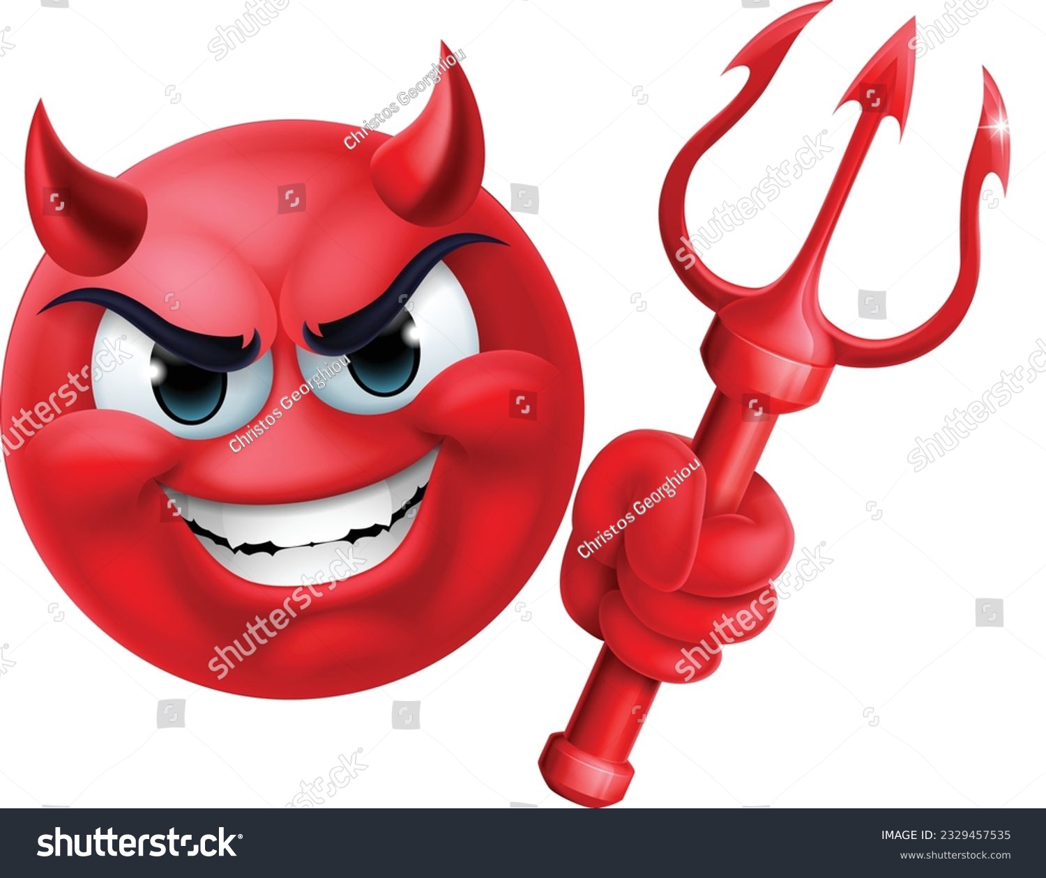 A red devil or satan emoticon man face holding a - Royalty Free Stock ...