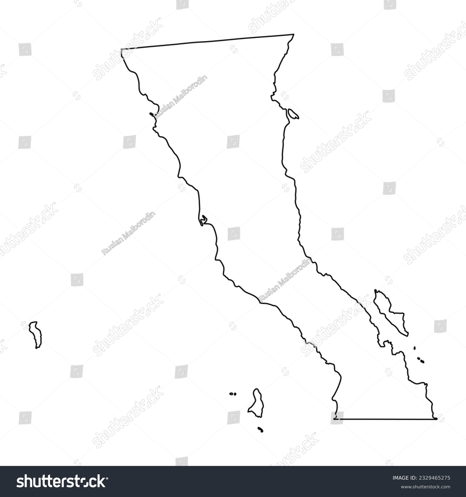 Baja California state map, administrative - Royalty Free Stock Vector