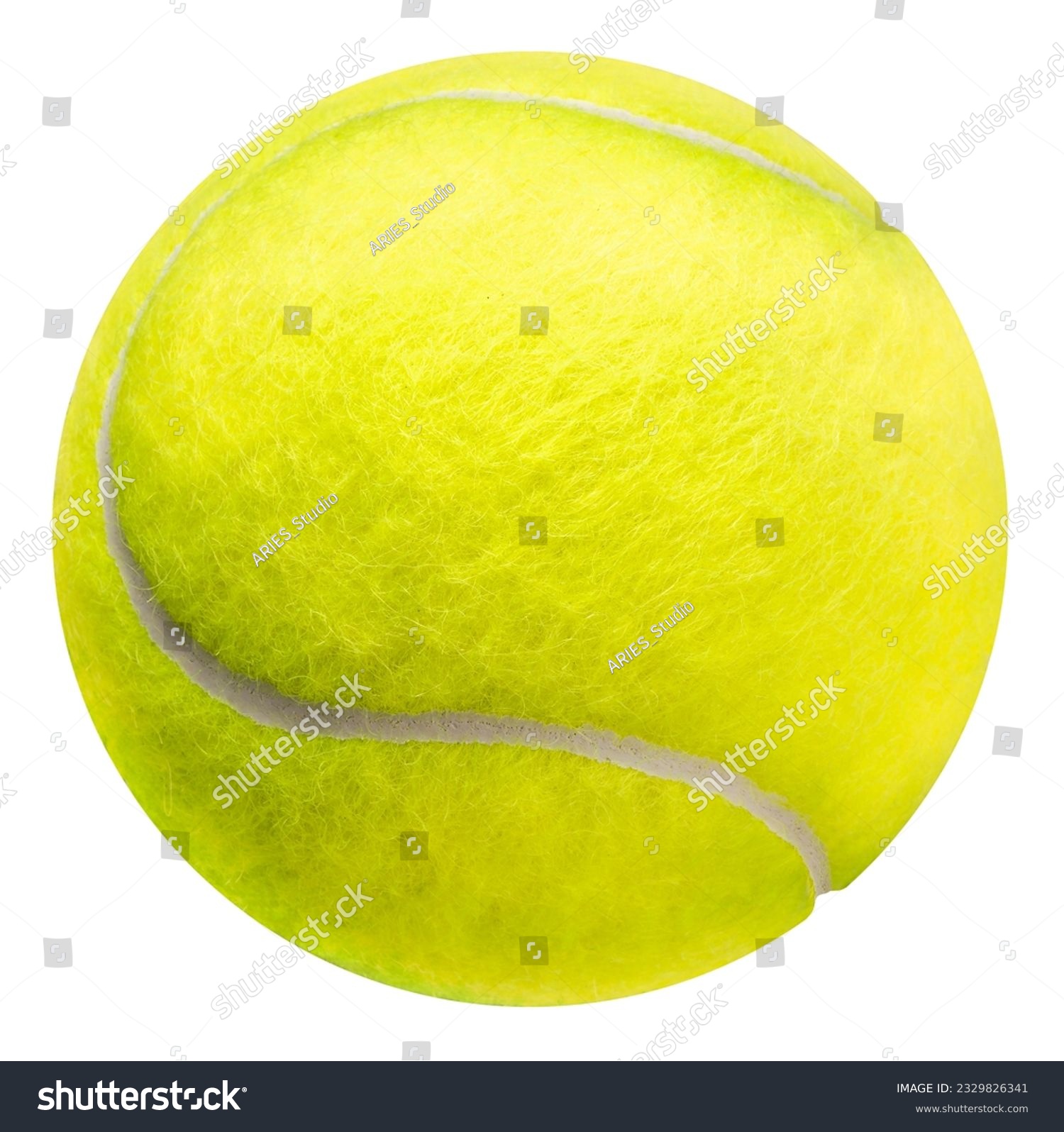 Yellow Tennis ball sports equipment on white With work path. #2329826341