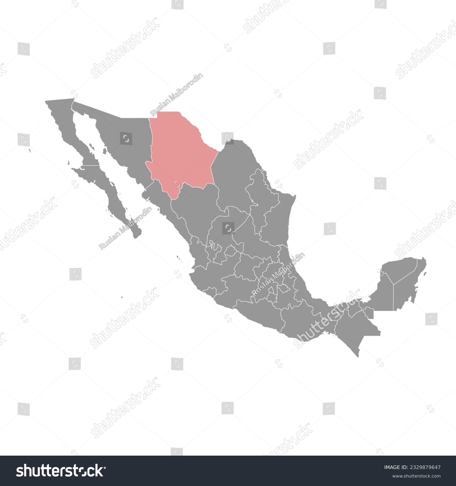 Chihuahua state map, administrative division of - Royalty Free Stock ...