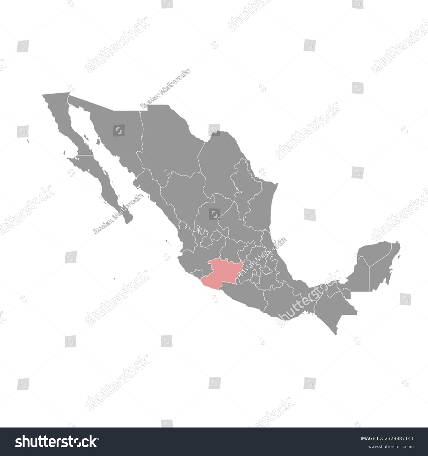 Michoacan state map, administrative division of - Royalty Free Stock ...