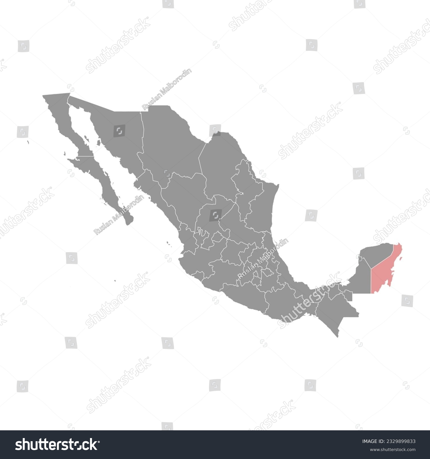 Quintana Roo state map, administrative division - Royalty Free Stock ...