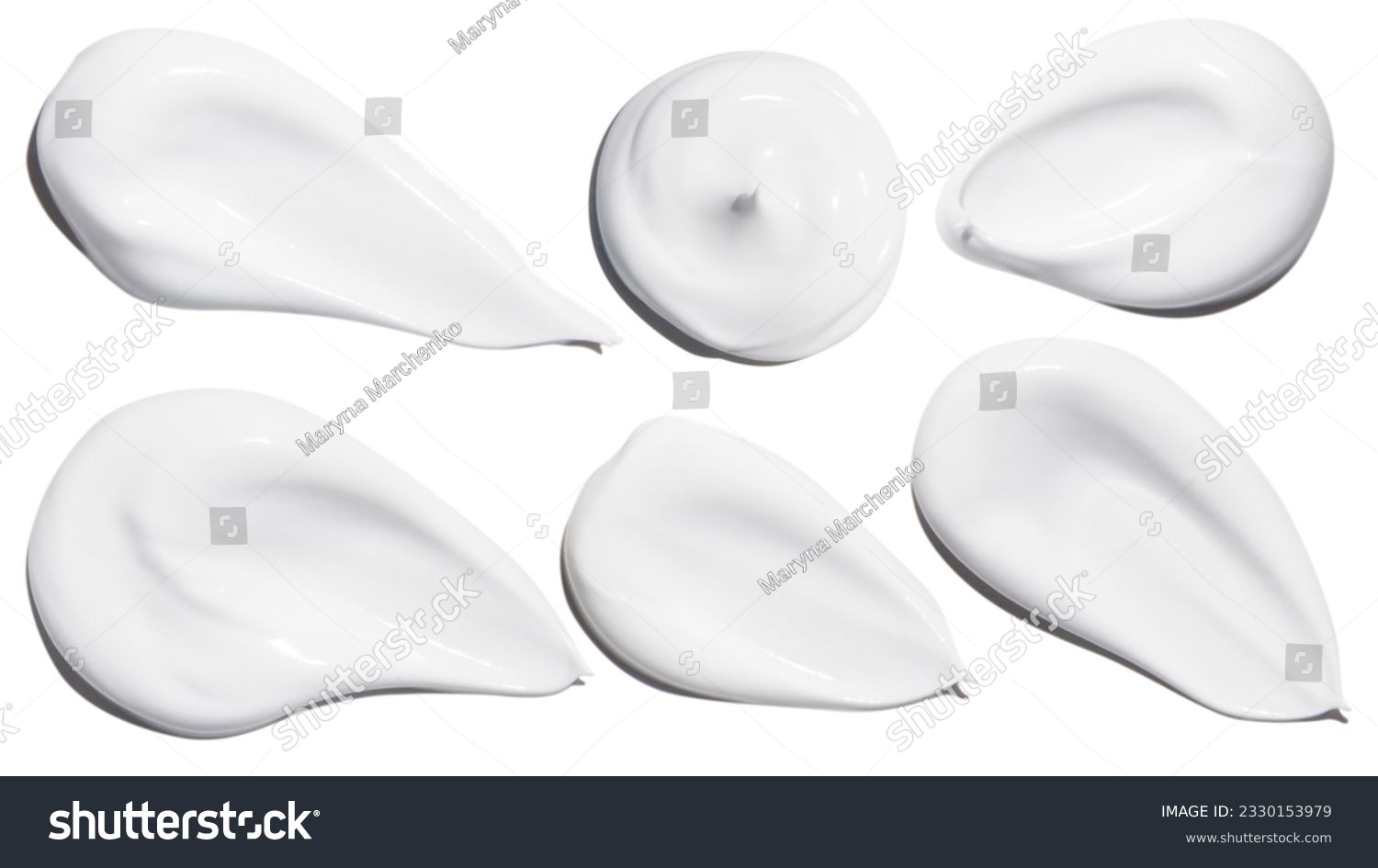 A set of smears of cosmetic cream on a white background #2330153979