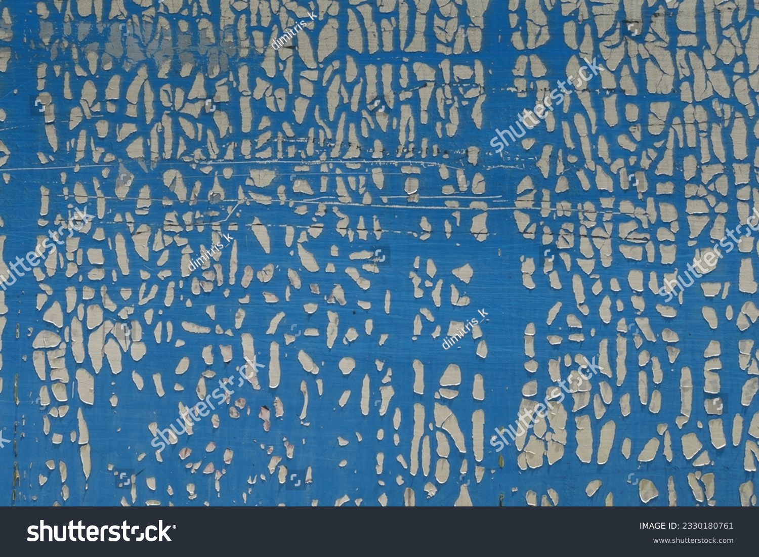 Cracked and weathered plastic wrap on metal surface. Abstract shapes grungy background. #2330180761