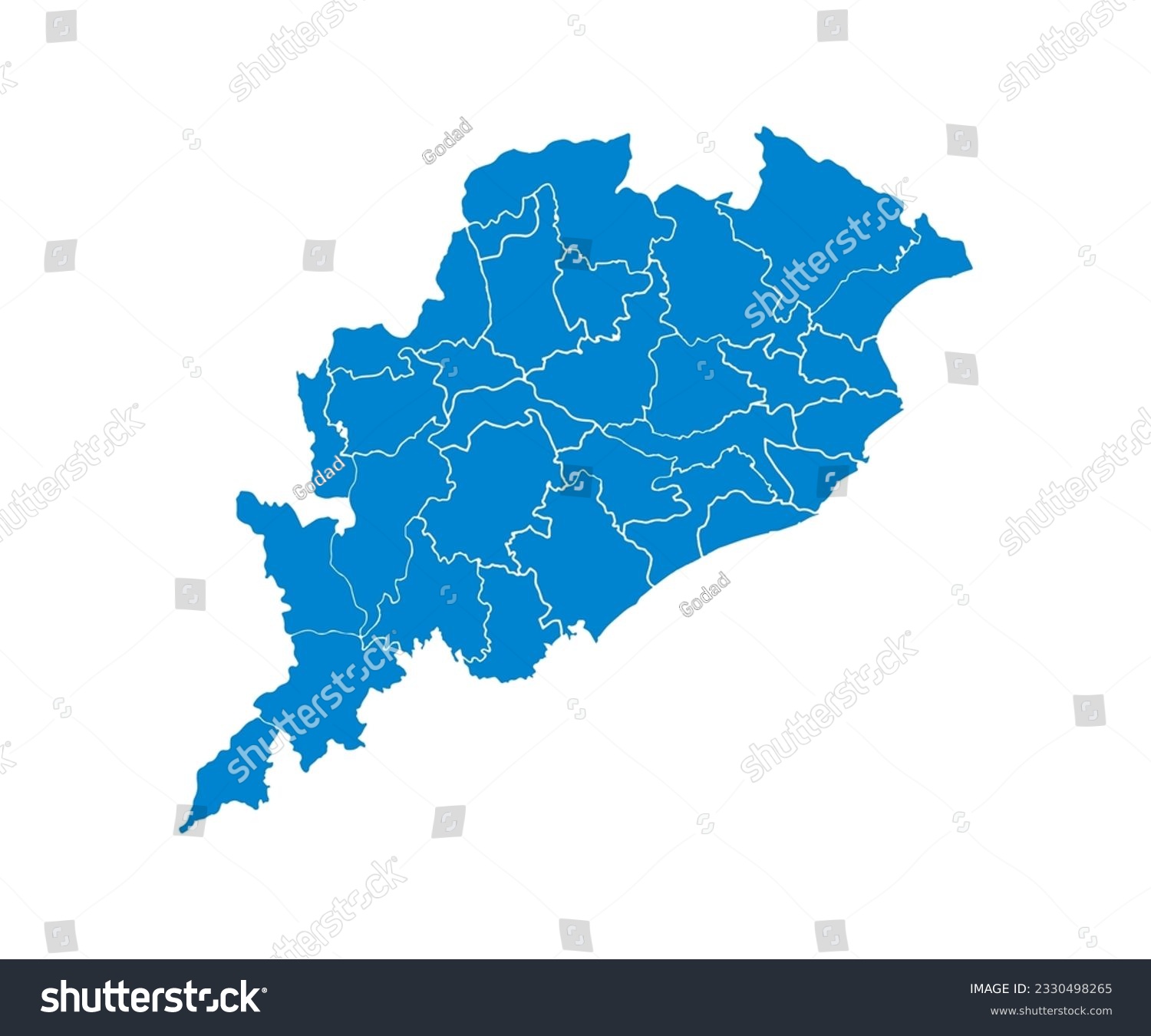 Sky blue Color Odisha map. Political and - Royalty Free Stock Vector ...