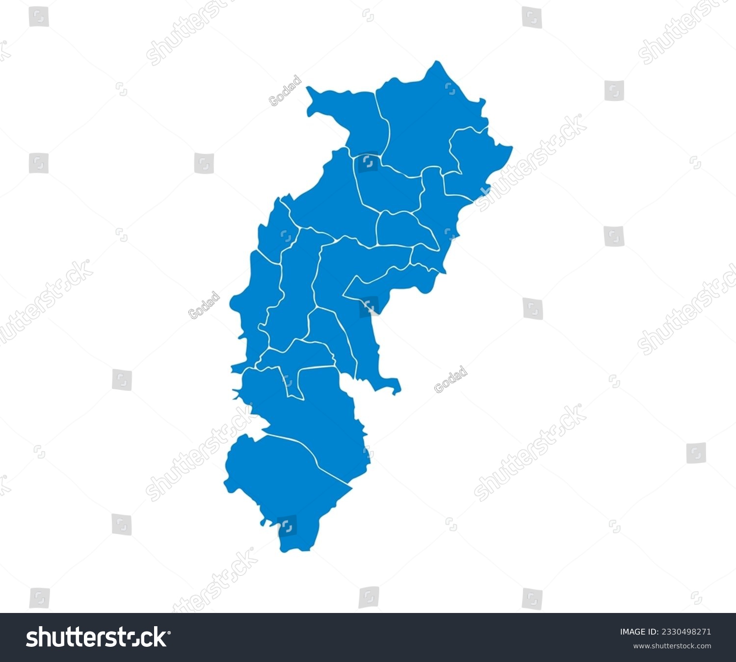 Sky Blue Color Chhattisgarh Map. Political And - Royalty Free Stock 