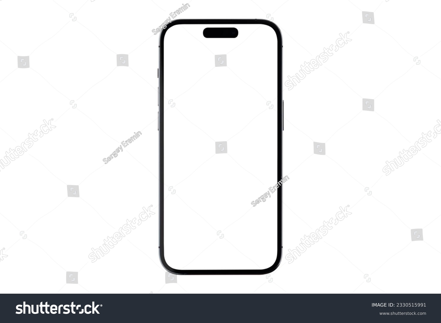 Smartphone with a blank screen on a white background. Smartphone mockup closeup isolated on white background. #2330515991