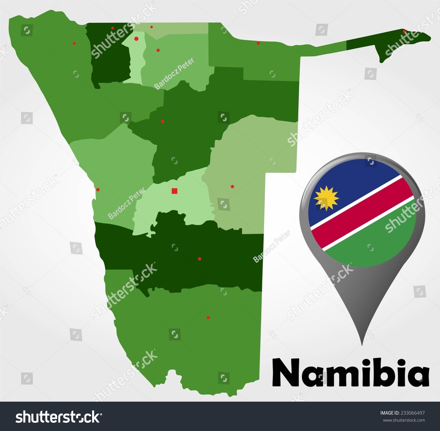 Namibia Political Map With Green Shades And Map - Royalty Free Stock ...