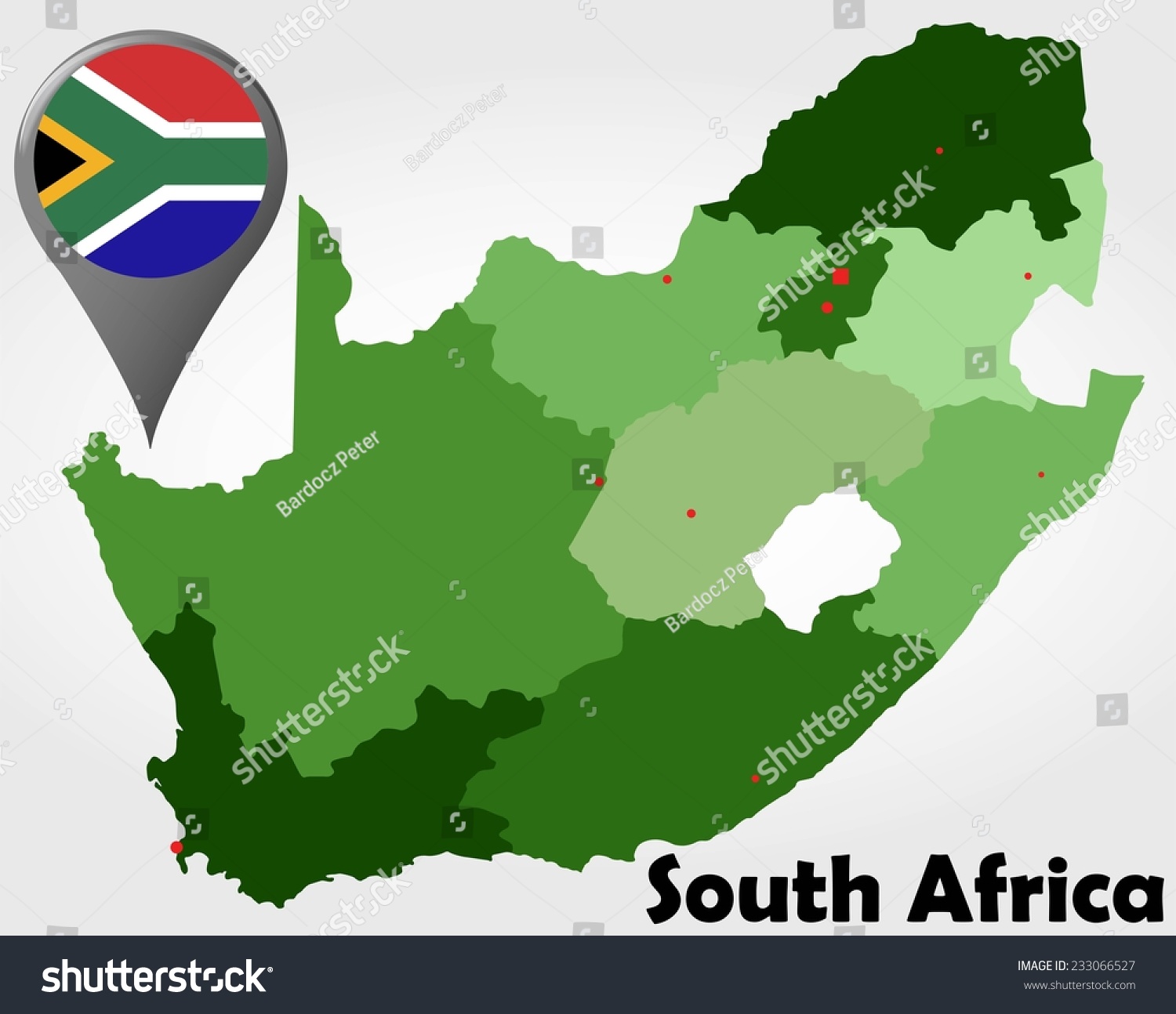 South Africa Political Map With Green Shades And Royalty Free Stock Vector Avopix Com