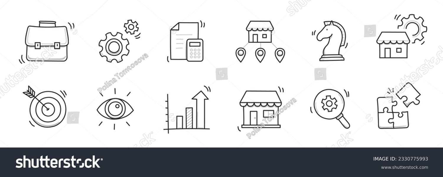 Business sme doodle icon set. Small, medium - Royalty Free Stock Vector ...