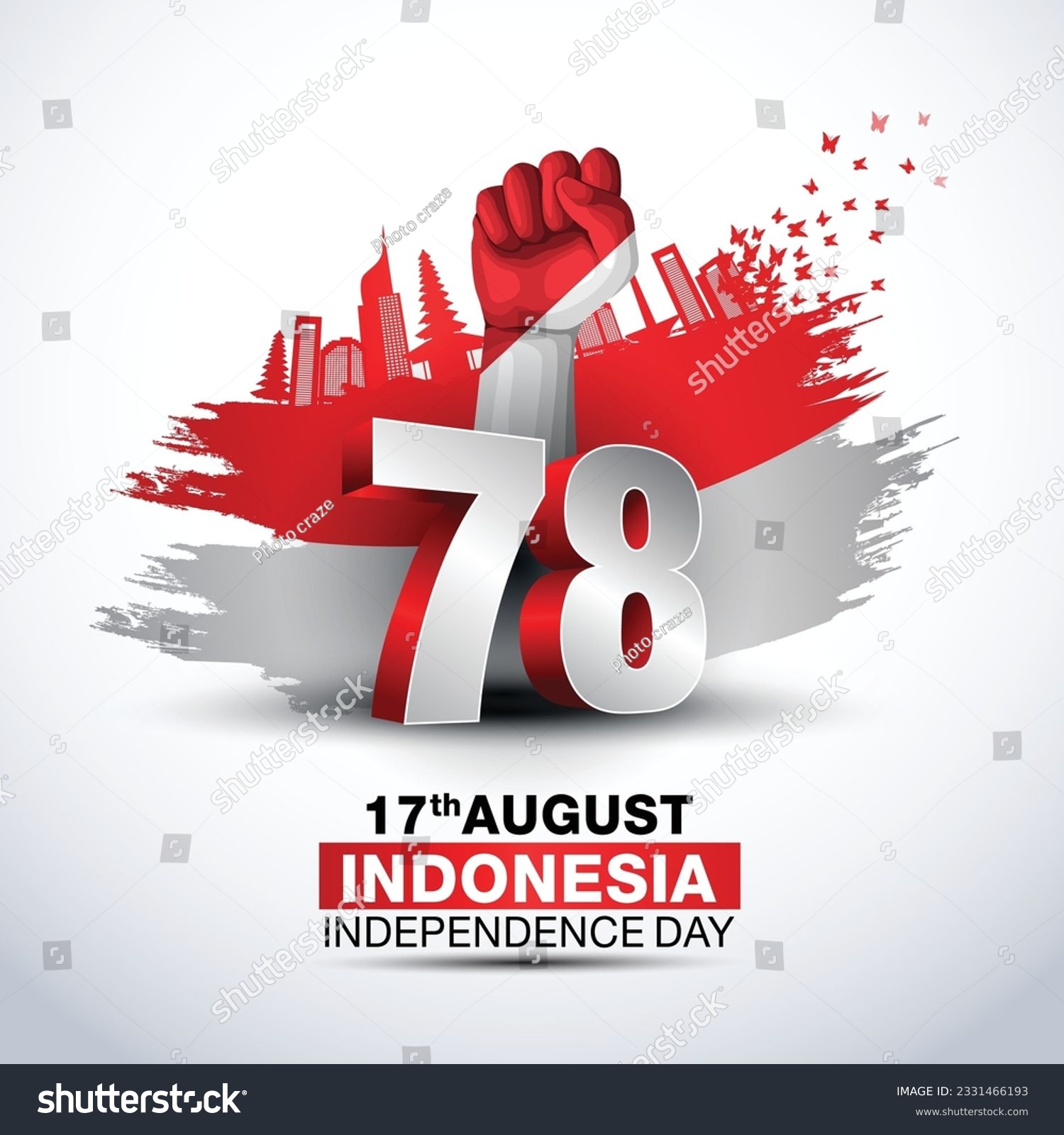 happy Independence day Indonesia greetings. abstract vector illustration design. #2331466193
