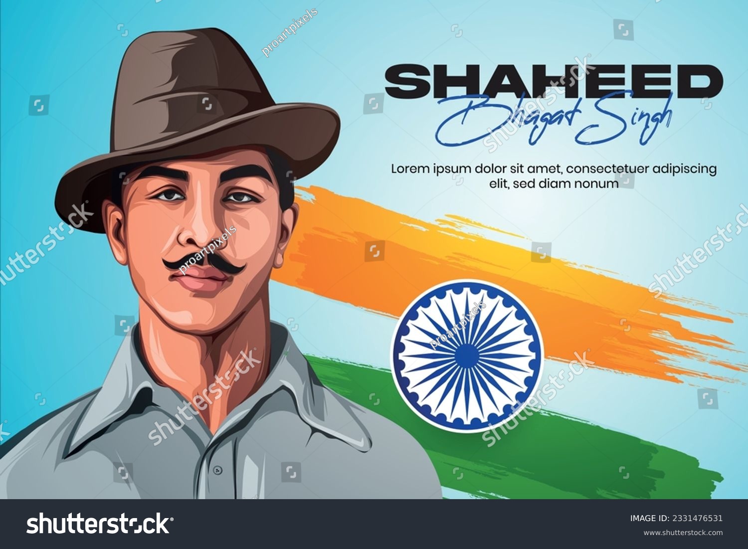 Bhagat Singh Jayanti Vector Illustration Post - Royalty Free Stock ...