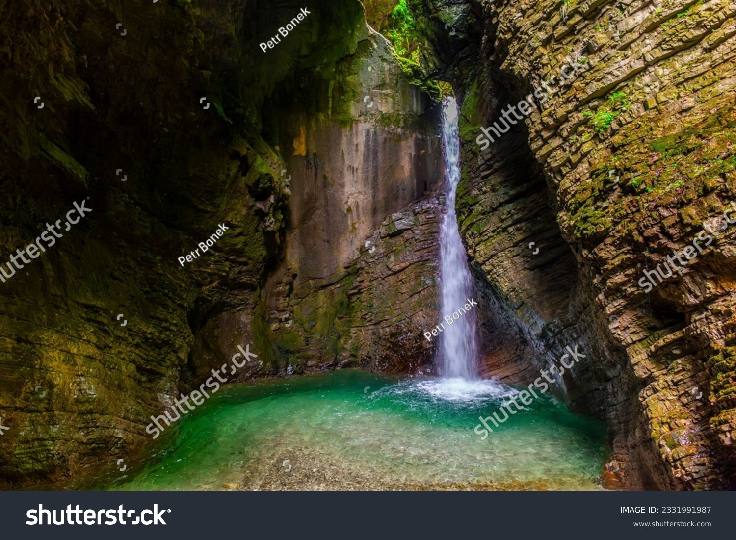 Soca Valley, Slovenia - Kozjak Waterfall (Slap Kozjak) is one of the most beautiful waterfalls in Slovenia in Triglav National Park, Julian Alps, Europe #2331991987
