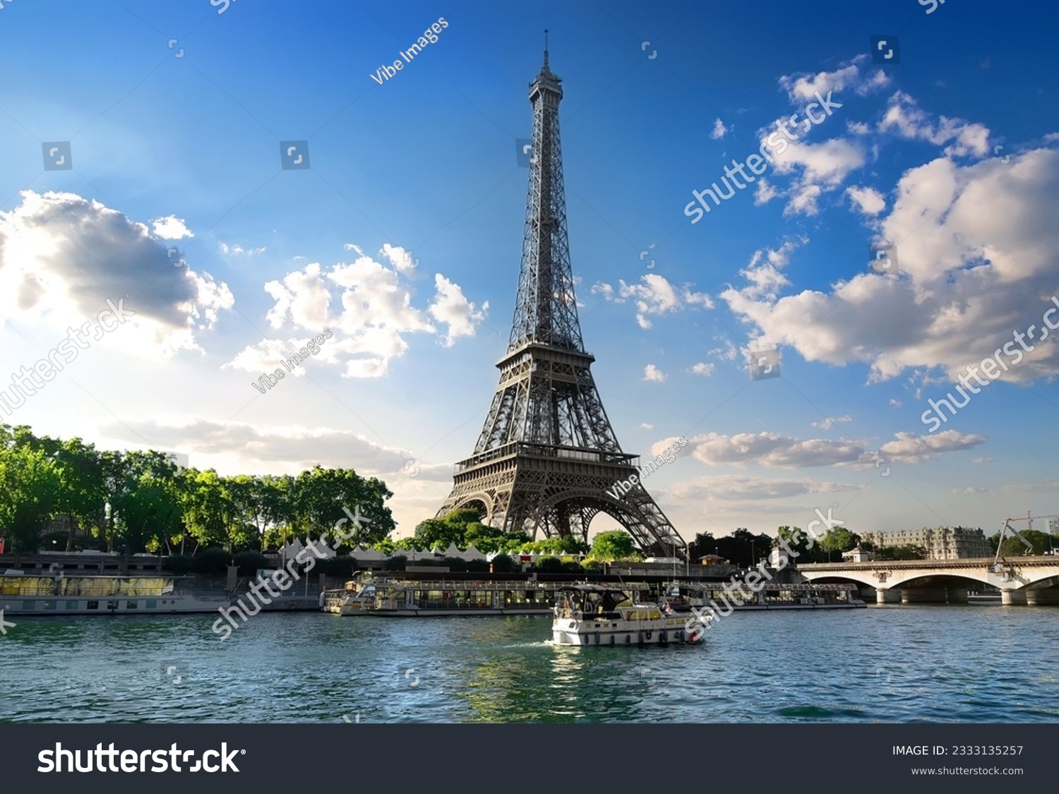 Eiffel tower and river Seine in summer Paris, France #2333135257