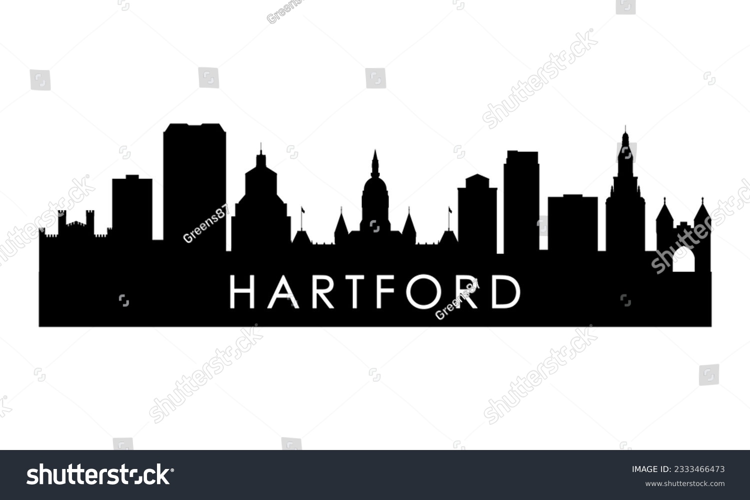 Hartford Skyline Silhouette Black Hartford City Royalty Free Stock