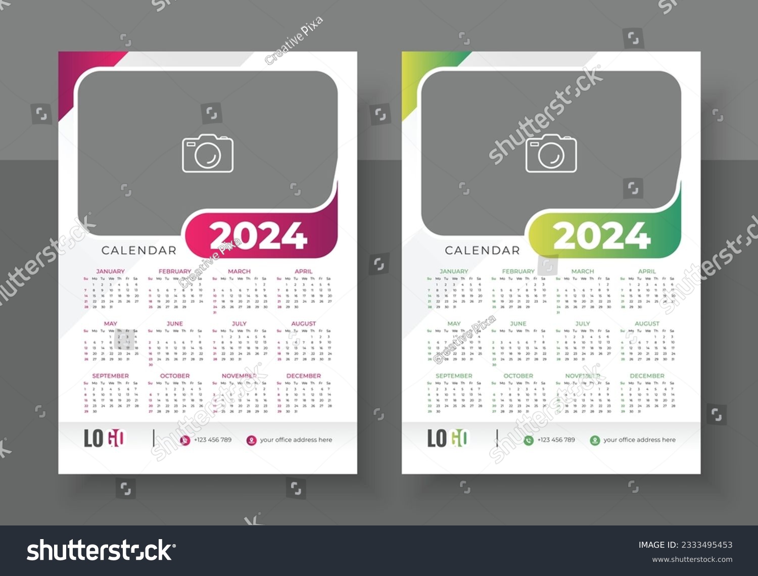 Modern wall calendar design 2024. Print Ready - Royalty Free Stock ...