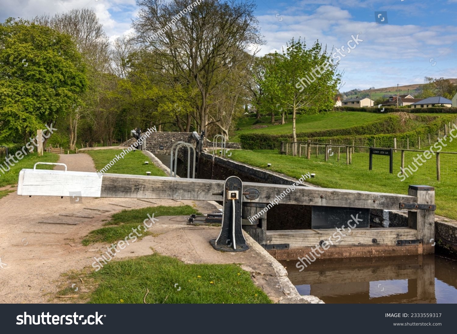 Lower Llangynidr Locks and Bridge 132 on the Monmouthshire and Brecon Canal in the Brecon Beacons National Park. #2333559317