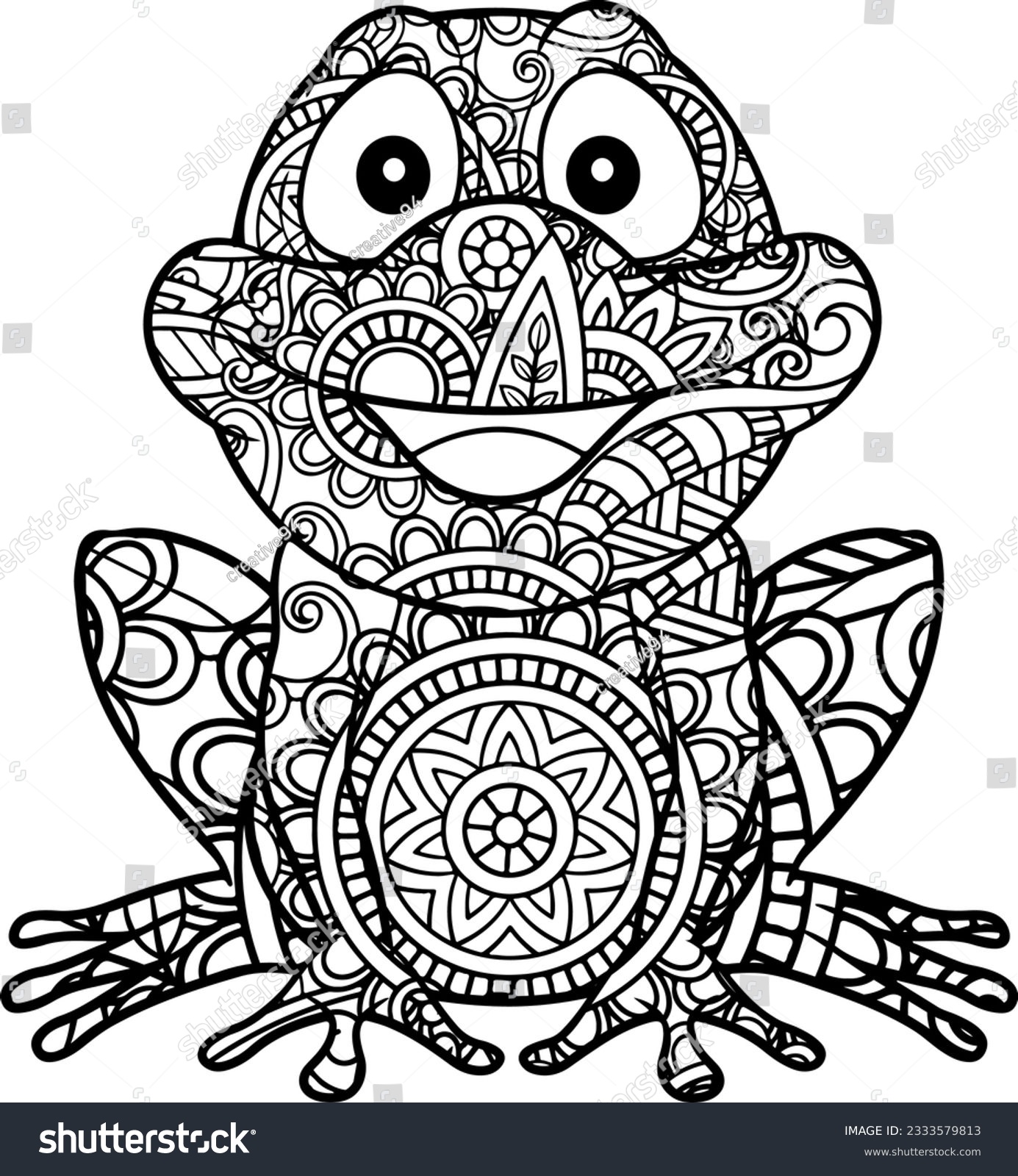 Hand Draw Zentangle Style Frog Mandala Coloring Royalty Free Stock