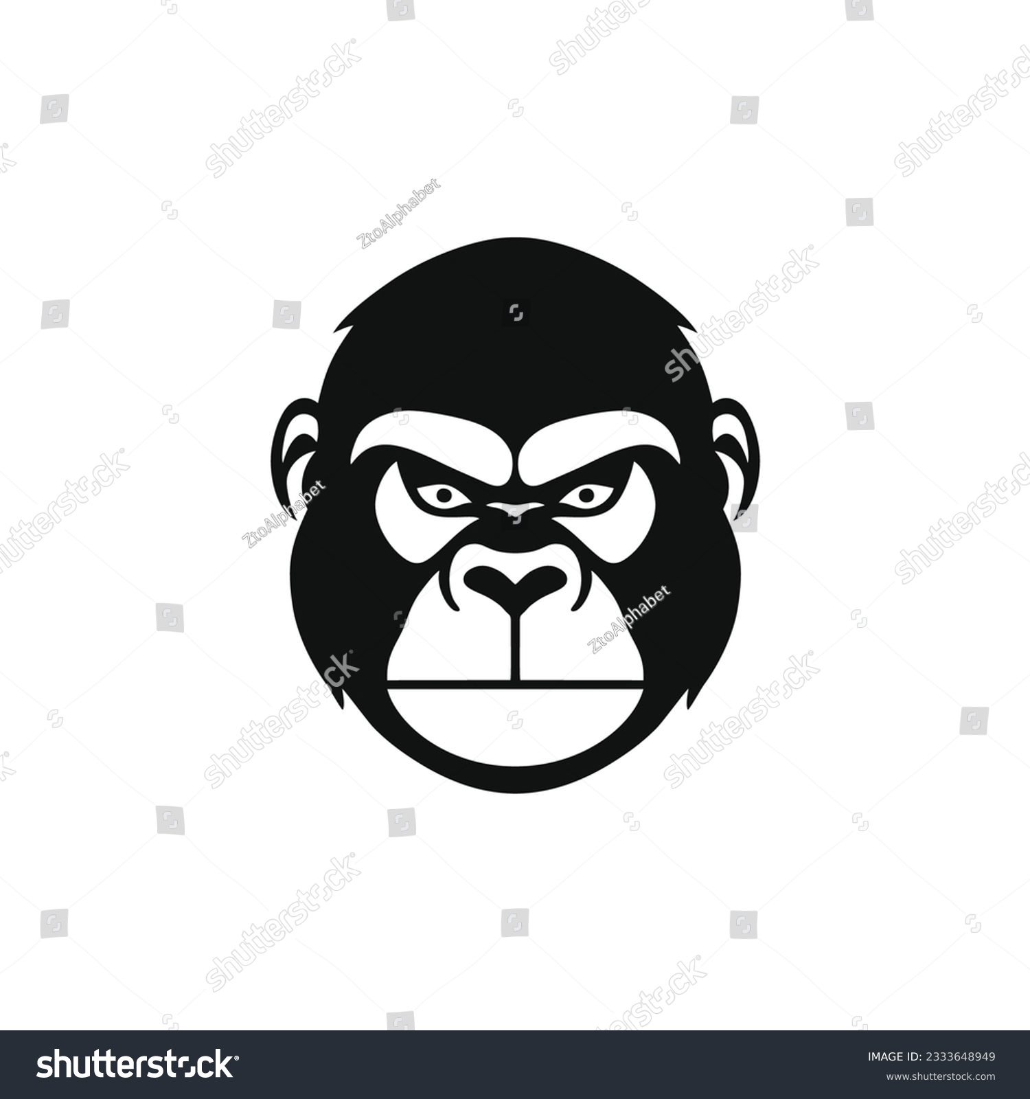 Ape head silhouette Logo of Monkey face - Royalty Free Stock Vector ...