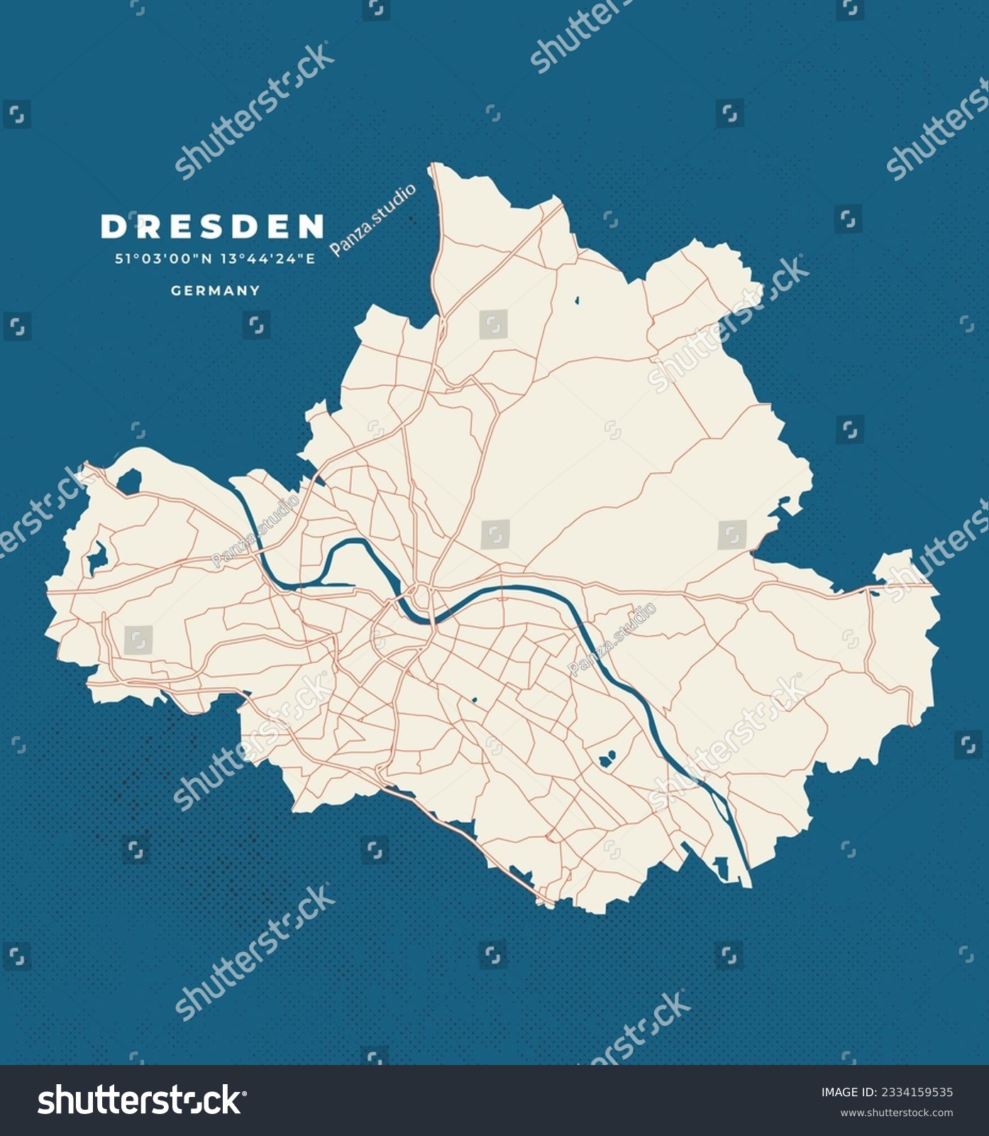 Dresden - Germany map vector poster flyer - Royalty Free Stock Vector ...