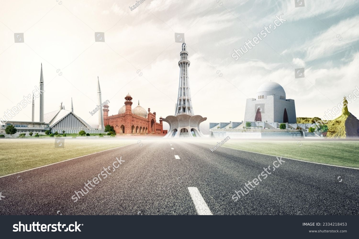Pakistan Monuments.Quaid-e-Azam Tomb. Minar e Pakistan. Khyber Gate. Faisal Mosque. Badshahi Mosque. #2334218453