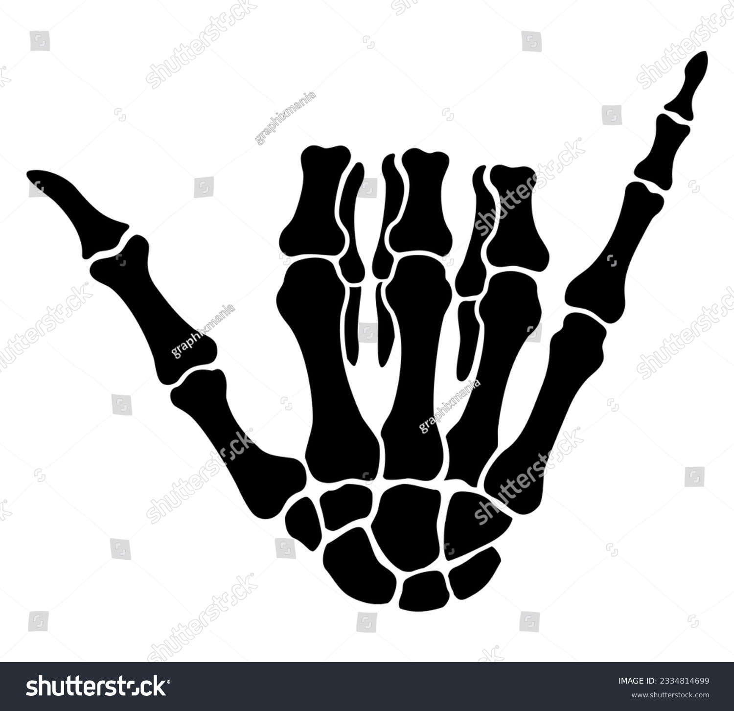 Shaka skeleton hand sign for halloween - Royalty Free Stock Vector ...