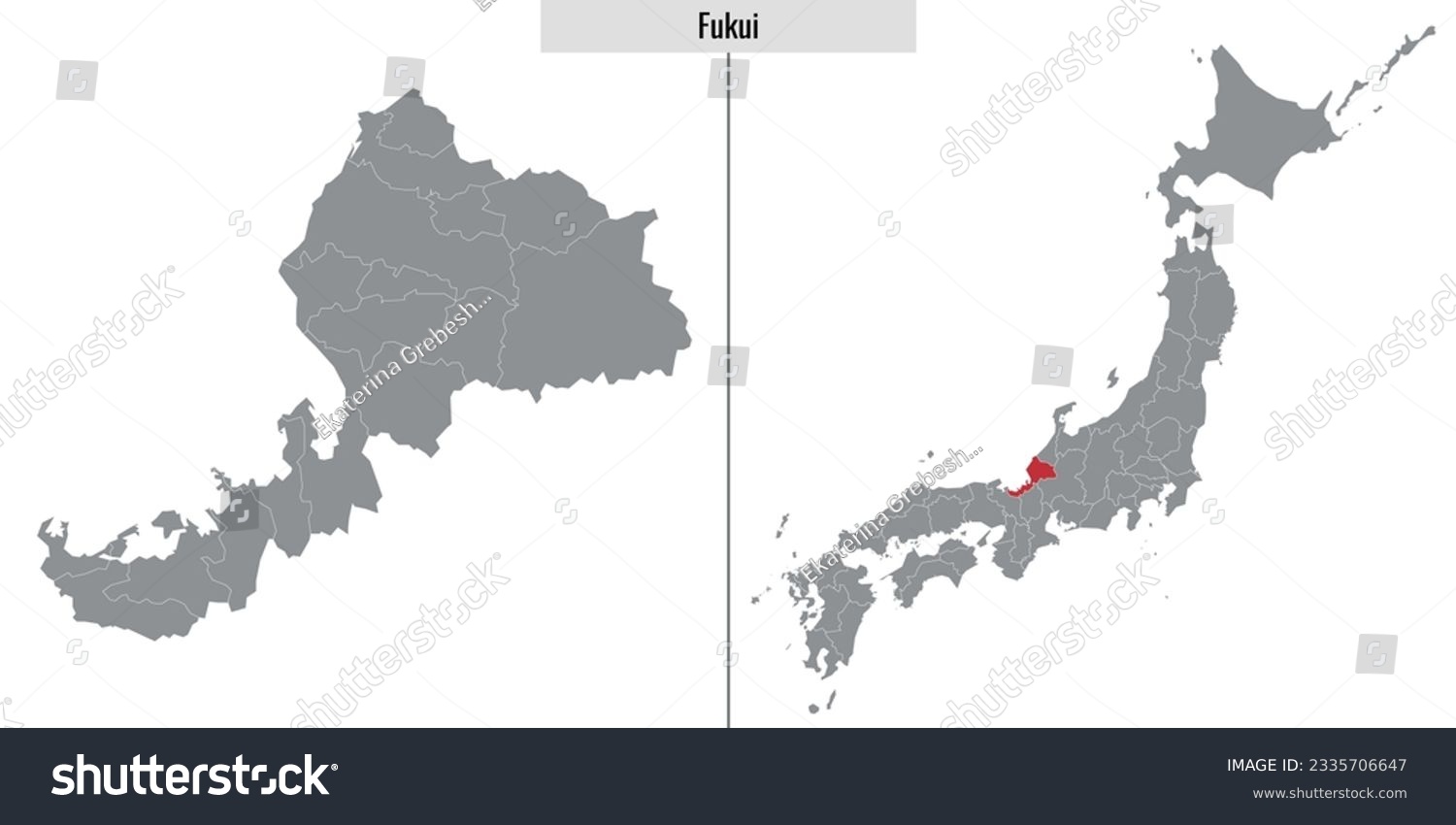 map of Fukui prefecture of Japan and location on - Royalty Free Stock ...