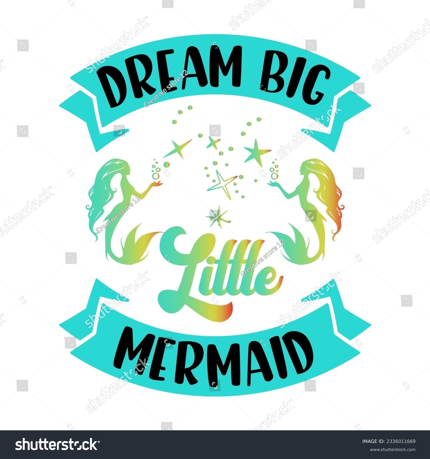Mermaid T Shirt Design Mermaid Svg Design Royalty Free Stock Vector