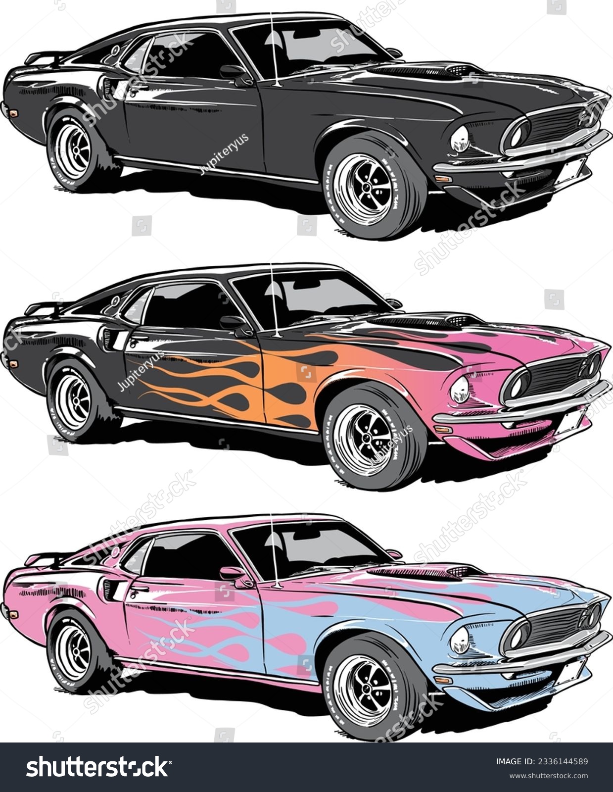 Ford Mustang Shelby GT500 illustration pack - Royalty Free Stock Vector ...