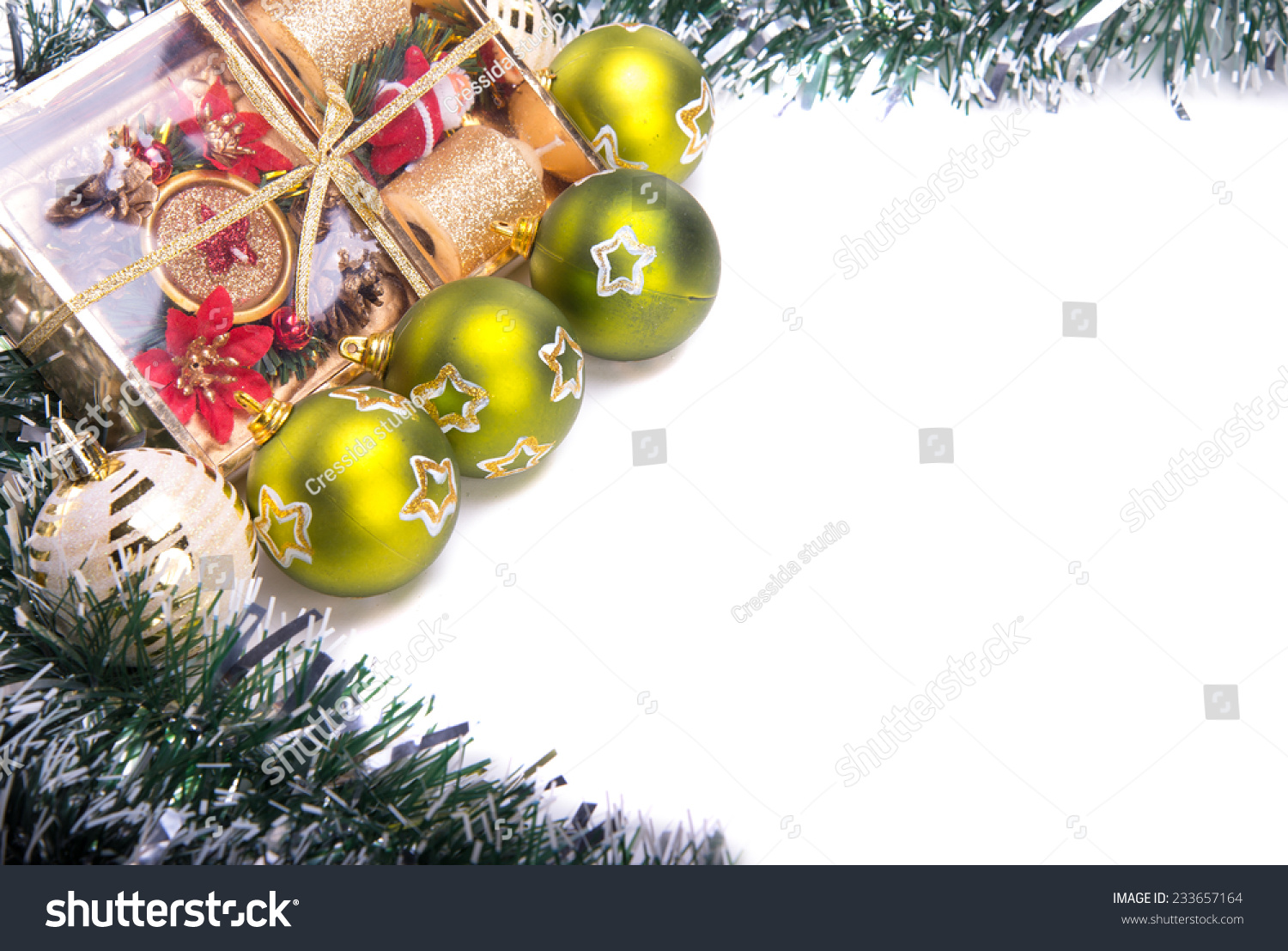 Beautiful Christmas holiday decorations. New Year's Eve. Festive Christmas decorations. Christmas background #233657164