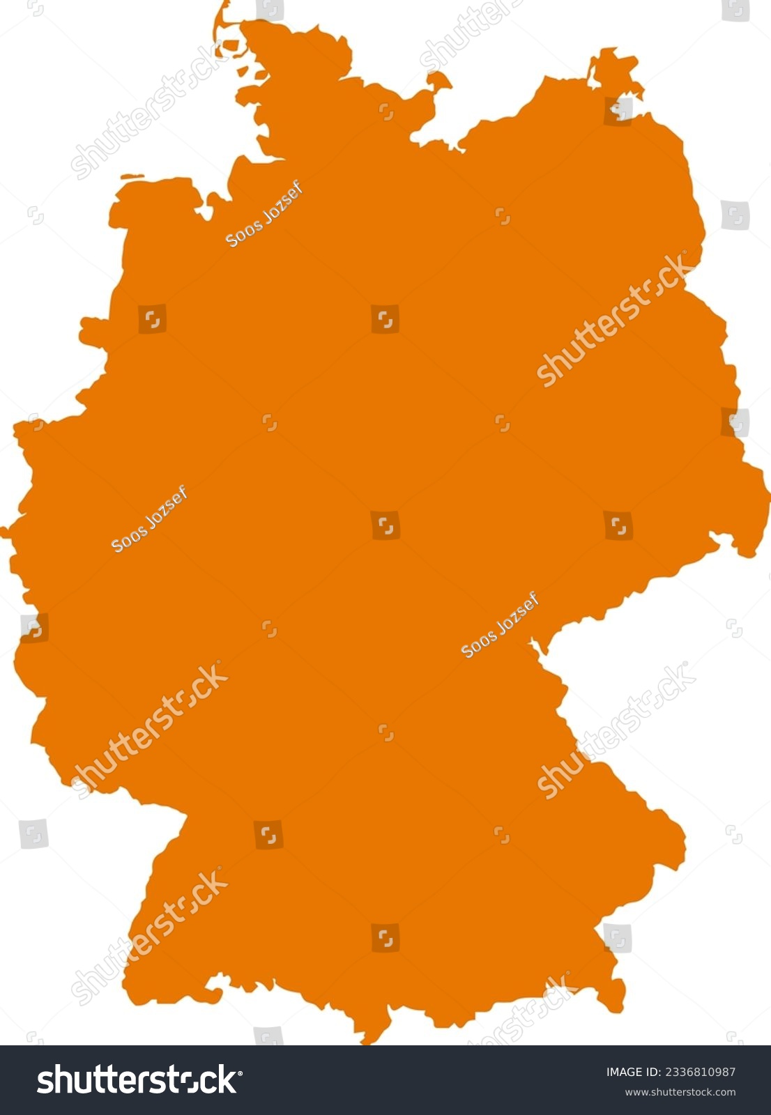 Orange colored Germany outline map. Political german map. Vector illustration map. #2336810987