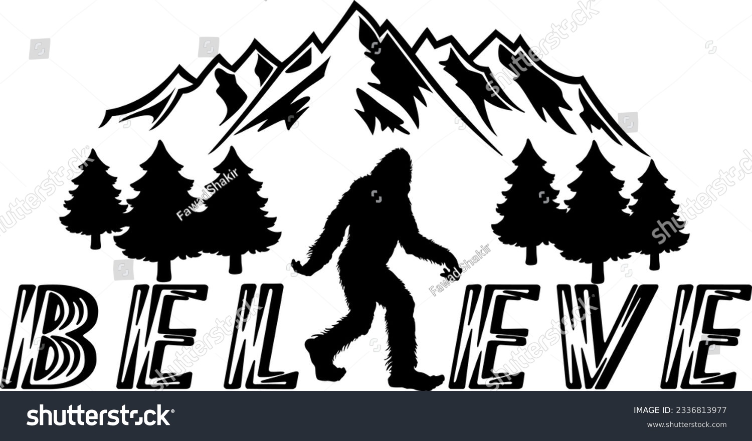 Believe Sasquatch Bigfoot Digital File EPs - Royalty Free Stock Vector ...