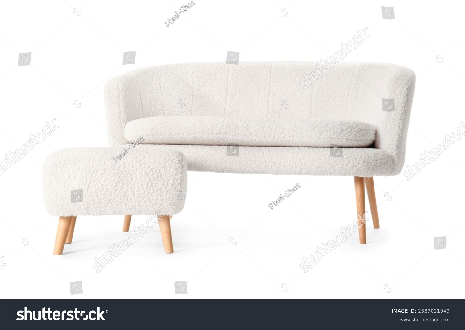 Cozy sofa and pouf isolated on white background #2337021949