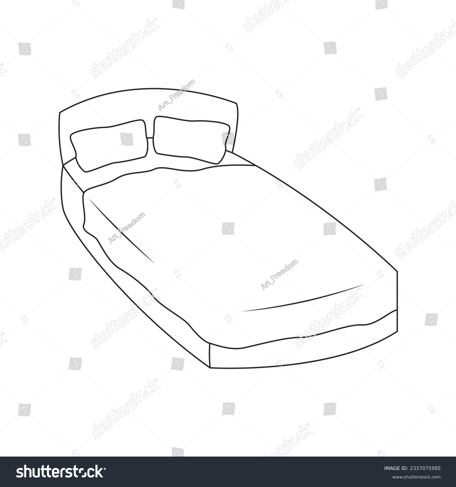 Bed line art vector illustration. - Royalty Free Stock Vector ...