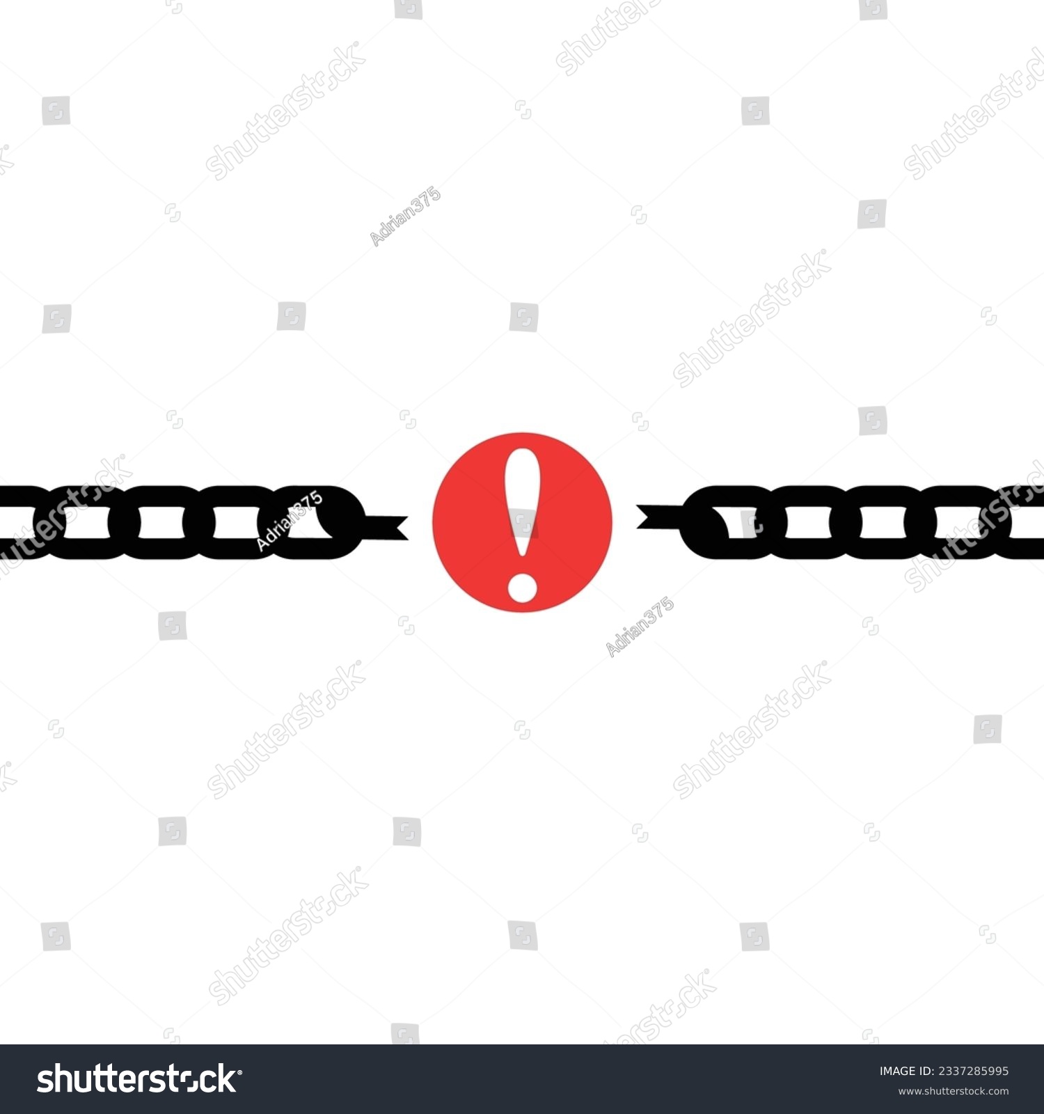 black broken chain with failure icon like - Royalty Free Stock Vector ...