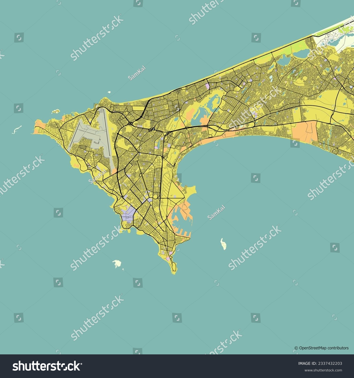 Vector city map of Dakar, Senegal - Royalty Free Stock Vector ...