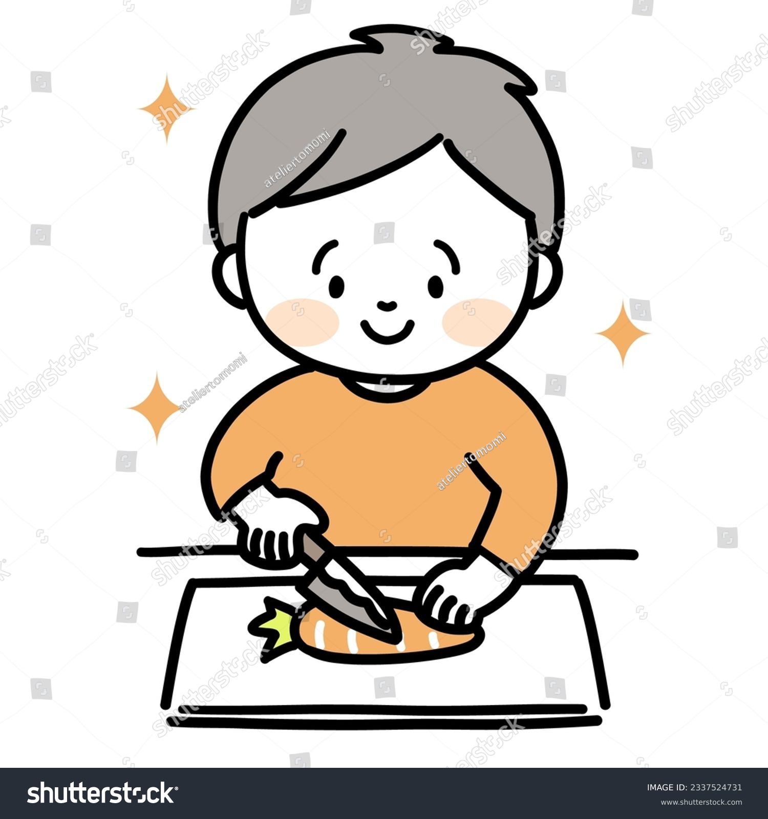 Happy Little boy cooking in kitchen. - Royalty Free Stock Vector ...