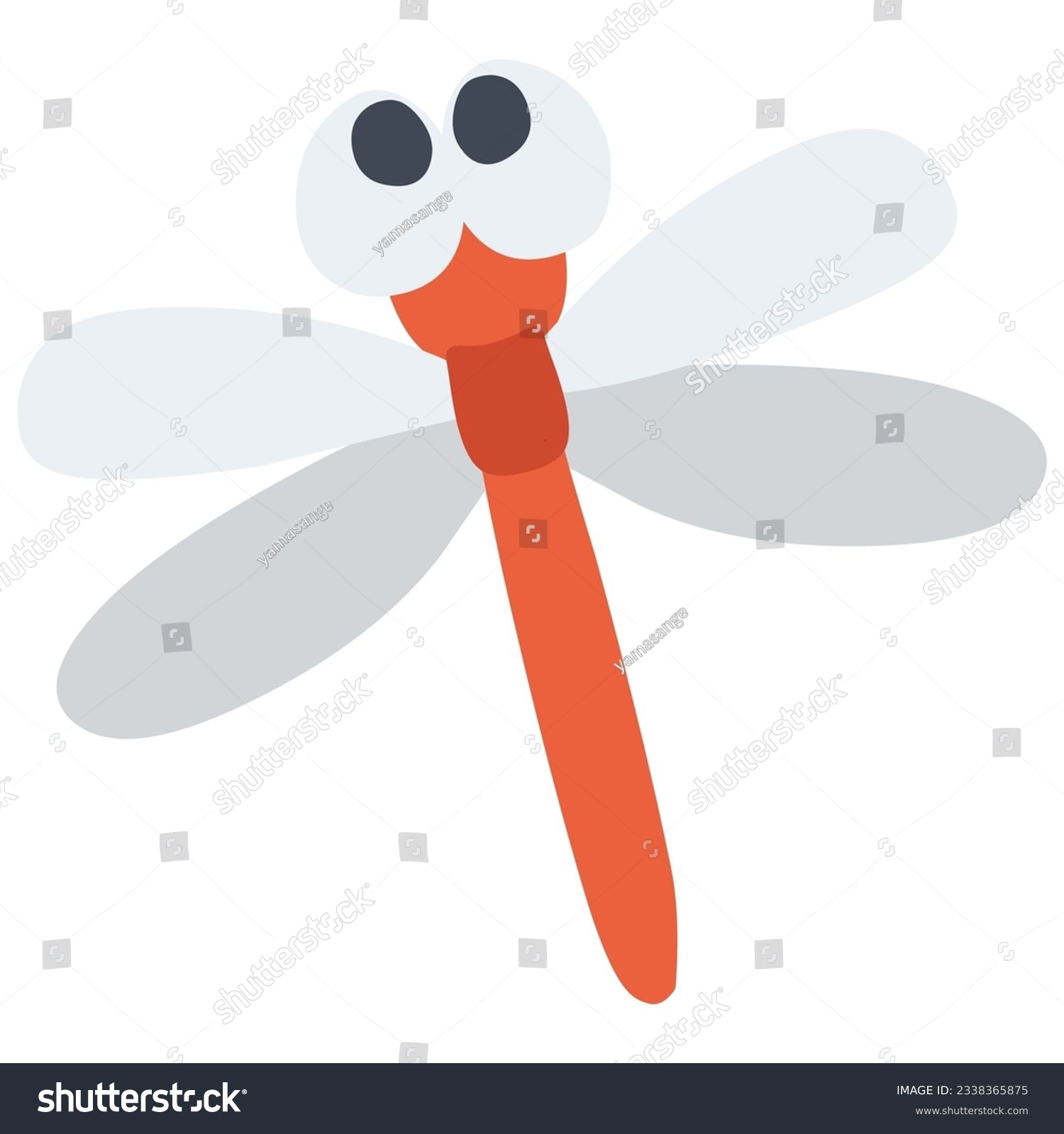 Clip art of red dragonfly deformed like a character #2338365875